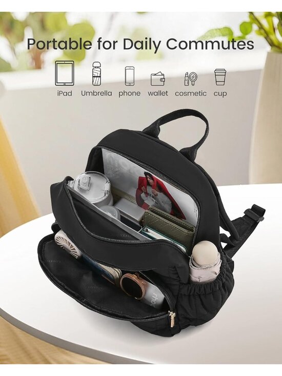 Women\'s Olive Lightweight Anti-theft Pocket Quilted Casual Backpack shoulder Bag main image 4
